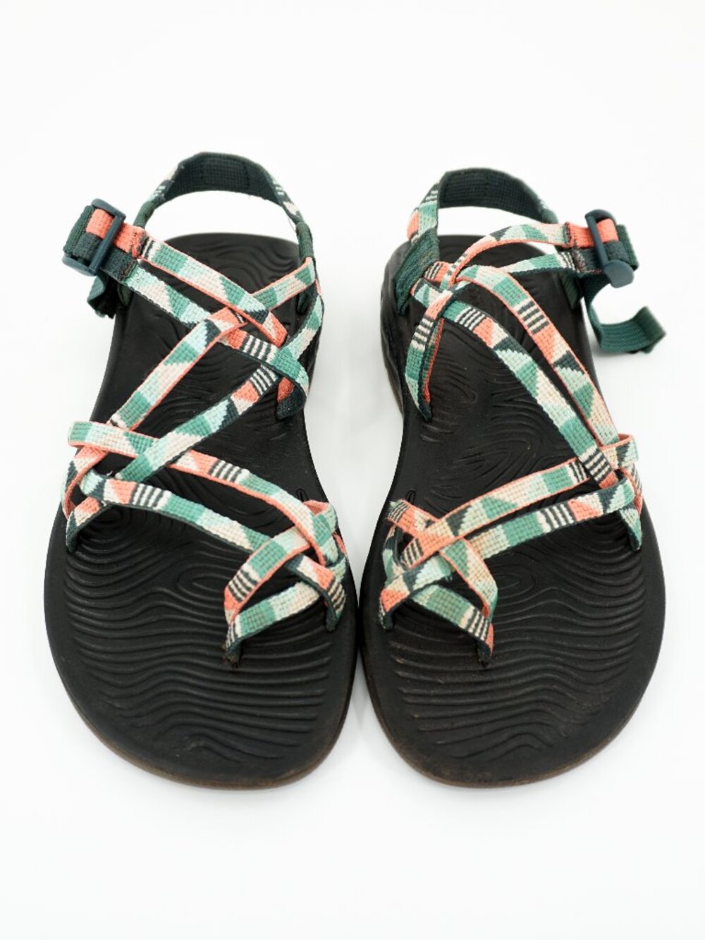 Chaco ZX/2 Classic Women’s Size 10 Strappy Hiking Sandals – Green/Pink Geometric